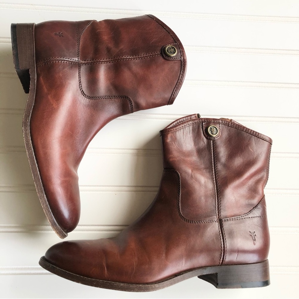 Frye Melissa 2 Button Ankle Booties Redwood